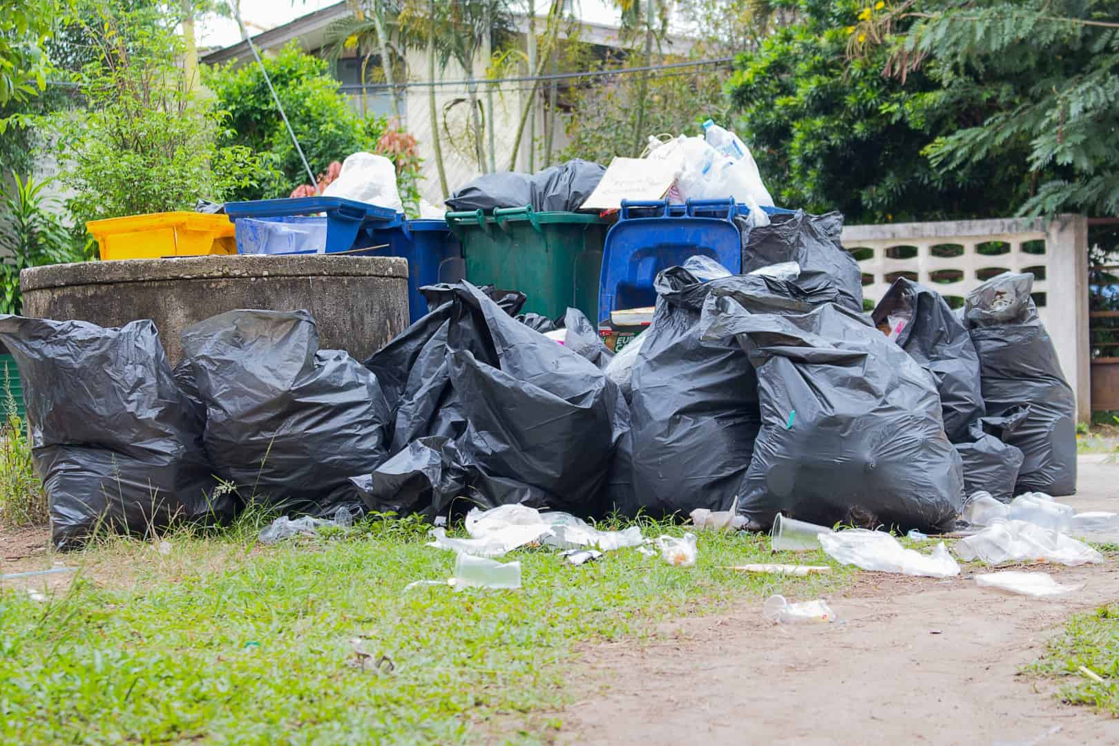 Bagged general rubbish ready for removal